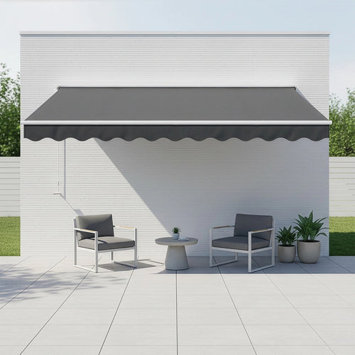 Outdoor Awning Grey - 4x3m Retractable Sunshade