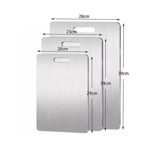 3-Piece Stainless Steel Cutting Board Set – 304SS Chopping Boards for Kitchen & Food Prep