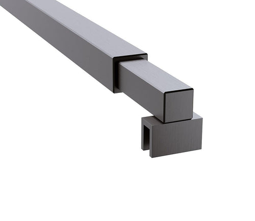 90x200cm Single Shower Glass Screen with Gunmetal U-brackets & Square Pole