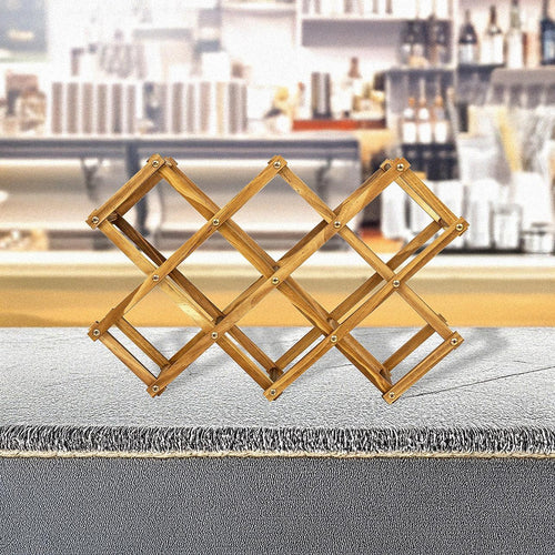 Wooden Wine Rack Freestanding 10 Bottles Countertop Storage