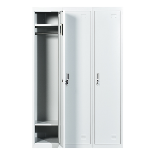 Three-Door Side by Side Storage Locker – Office, Gym & Shed Organisation Unit in Grey