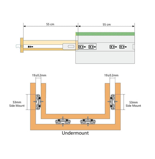 2 x 125kg Heavy Duty Locking Drawer Slides – Industrial Drawer Runners Pair