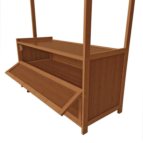 70cm Clothes Rack Stand Storage Shelves Modern Coat Tree - Dark Wood