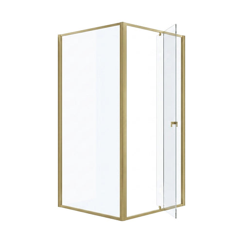 Adjustable Semi Frameless Shower Screen Front: (98~106)x195cm with Gold Hardware and Side: (98~101)x195cm