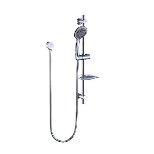 Chrome Hand Held Shower Rail Set with Soap Dish – Modern Bathroom Fixture