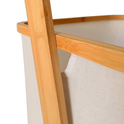 Wall Leaning Ladder Shelf with Laundry Basket Clothes Hamper Bath Towel Rack