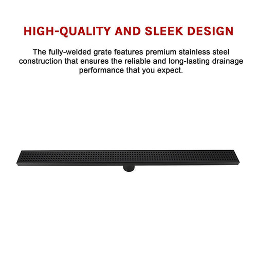 80cm Bathroom Shower Black Grate Drain w/ Centre outlet Floor Waste