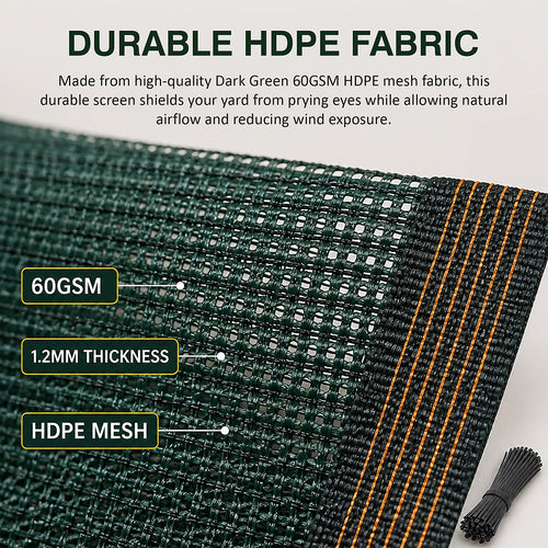 Fence Privacy Screen – 15mx2m Dark Green HDPE Mesh Windscreen