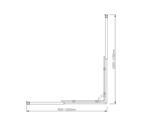 Adjustable 1000x1200mm Sliding Door Glass Shower Screen with Shower Handle Style 2 - Black
