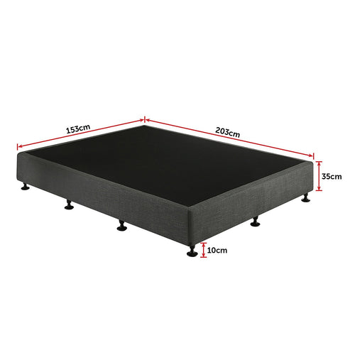 Queen Slatted Ensemble Bed Base - Graphite Linen Breathable Cover