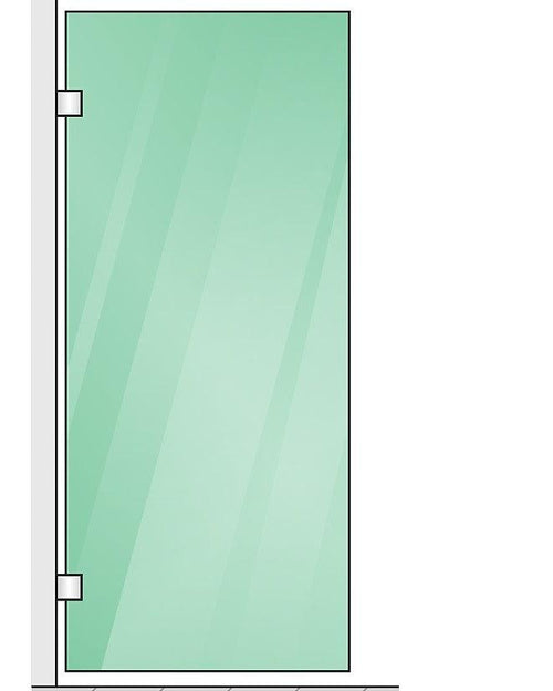 100x200cm Single Shower Glass Screen with Chrome F-brackets & Square Pole