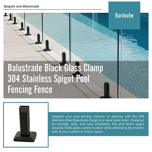 Glass Black Spigot 304 Stainless Steel Balustrade Pool Fence