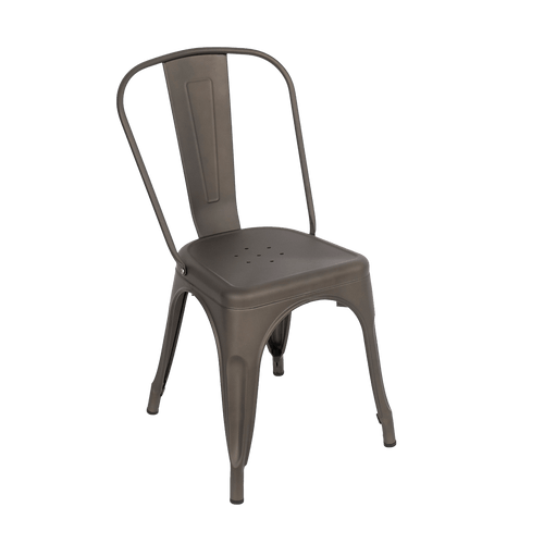 4x Kitchen Dining Chairs Stackable Vintage Metal Chair Backrest Side Chair