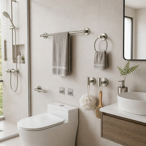 7 Piece Bathroom Accessories Set SUS 304 Stainless Steel Hardware