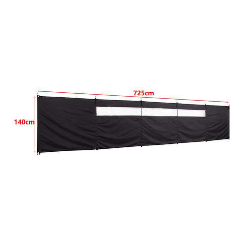 Camping Windbreak with Clear Windows & Bag – 725x140cm Black