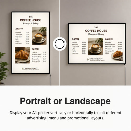 A1 LED Slim Advertising Lightbox Sign – Wall-Mounted Poster Board Menu Display Frame