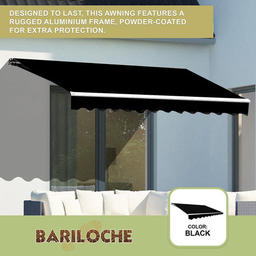 Automatic Retractable Awning 4x3m - Black Outdoor Wall Sunshade