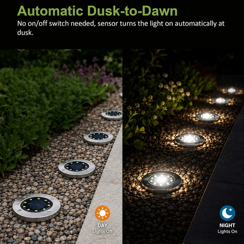 12x Solar Powered LED Buried Inground Recessed Light Garden Outdoor Deck Path