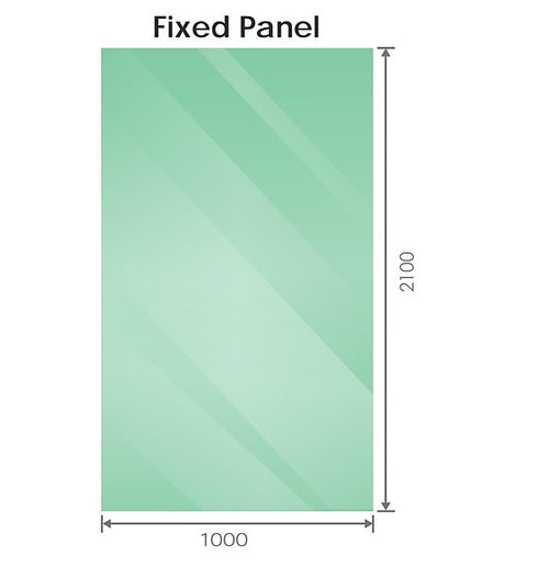 100x210cm Glass Shower Screen with Gold F-brackets & Round Pole