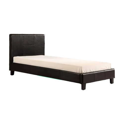 Single Size Bed Frame with Headboard – Black PU Leather