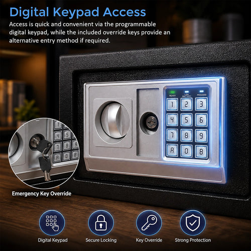 Electronic Digital Security Safe with Key Override 8.5L