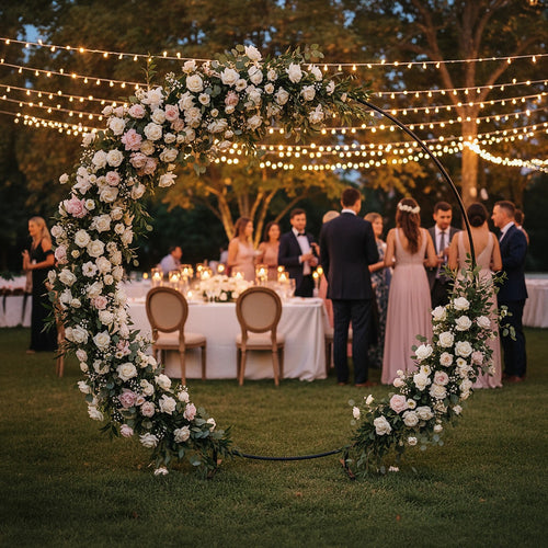 2M Wedding Hoop Round Arch Backdrop – Black Display Stand for Events & Decor