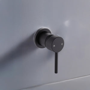 Single Round Shower Bath Mixer Tap Bathroom WATERMARK Approved - Black