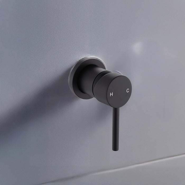 Single Round Shower Bath Mixer Tap Bathroom WATERMARK Approved - Black