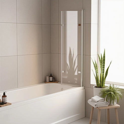 3 Fold CHROME Folding Bath Shower Screen Door Panel - 130 x 140cm Right