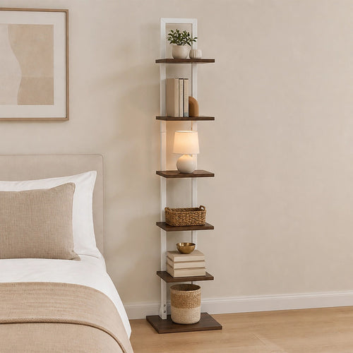 6 Tier Bookshelf Corner Bookcase Storage Rack
