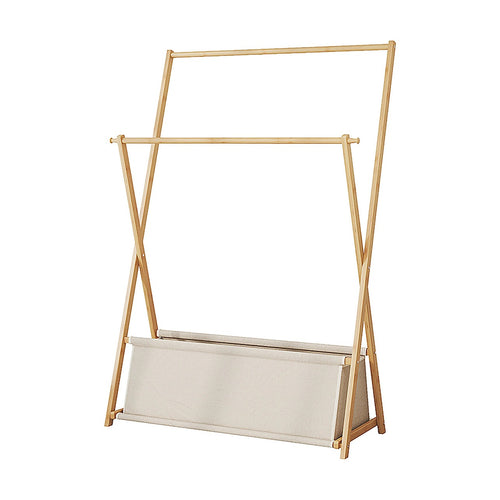 100x155cm Freestanding Clothes Rail Garment Rack in Wood with Storage Shelf – Stylish, Space-Efficient Organiser