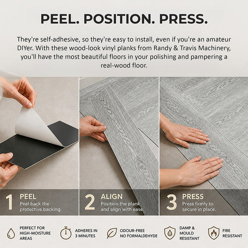 Self Adhesive Vinyl Floor Tiles Peel & Stick Flooring Dark Grey Ash 16 Pack 2.3m²