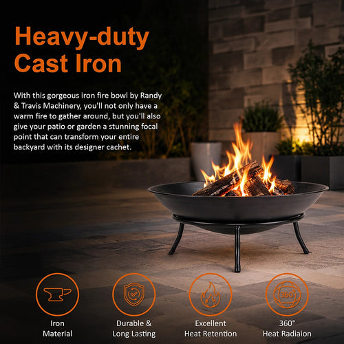 Iron Fire Bowl Traditional Log Fire Pit Outdoor Heating Camp Site Barbecue