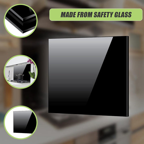 Toughened 60 x 70cm Black Glass Kitchen Splashback