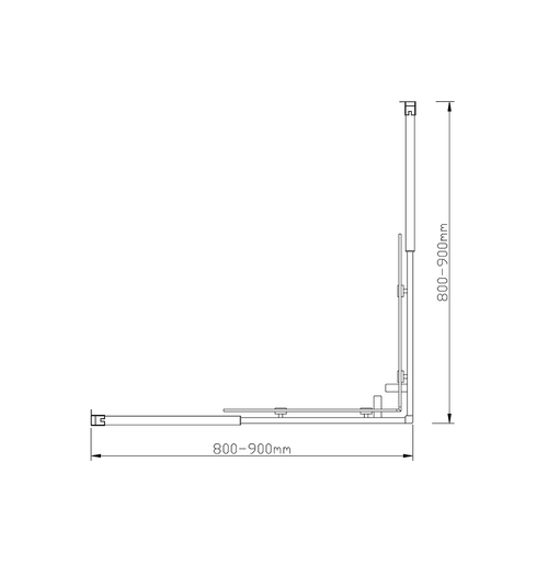 Adjustable 900x900mm Sliding Door Glass Shower Screen with Shower Handle Style 1 - Black