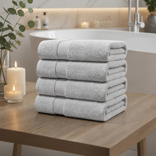 500 GSM Cotton Bath Towels 4 Pack Grey