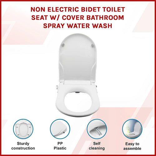 Non Electric Bidet Toilet Seat W/ Cover Bathroom Spray Water Wash