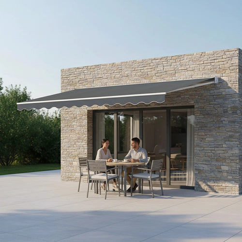 Outdoor Awning Grey - 5x2.5m Retractable Sunshade