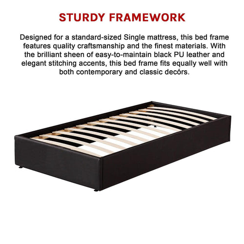 PU Leather Single Bed Ensemble Frame