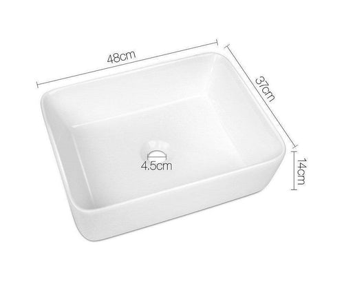 Ceramic Bathroom Basin Vanity Sink Square Above Counter Top Mount Bowl