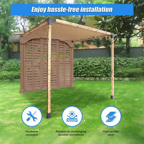 Roof Pergola Gazebo Shed Matte Black Steel Single Wall Mount with Coffee Screen Brackets DIY Kits