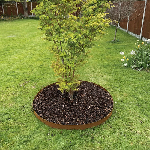 60cm Steel Garden Tree Ring with Spikes – Durable Root Barrier & Edging Guard