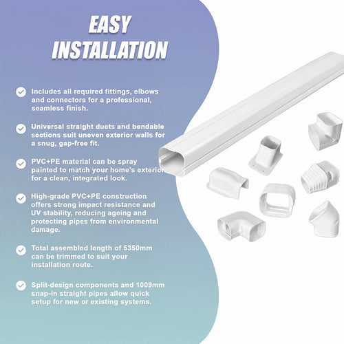 75mm 5.4m Mini Split Line Set Cover Kit PVC Duct