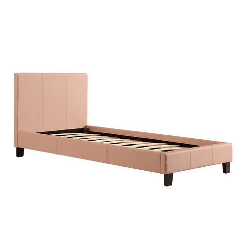 Single Bed Frame Pink PU Leather