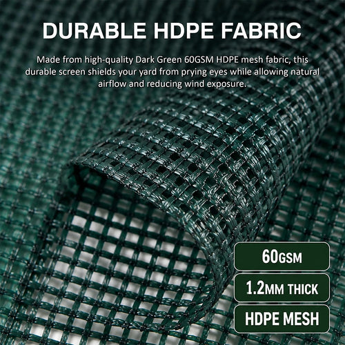 Fence Privacy Screen – 20mx2m Dark Green HDPE Mesh Windscreen