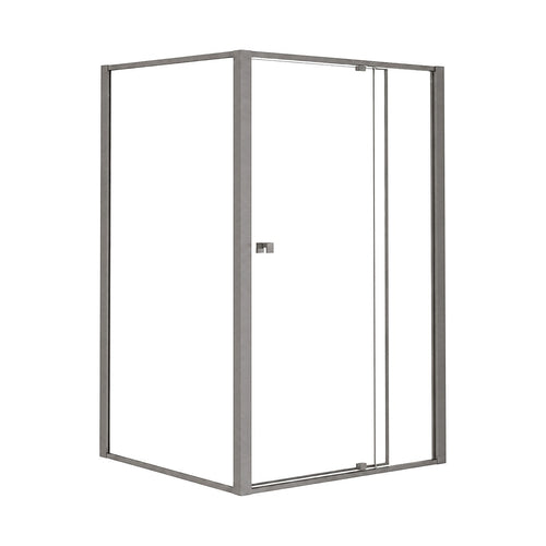 Semi-Frameless Shower Screen – Gunmetal, Front: (114~122)x195cm, Side: (98~101)x195cm