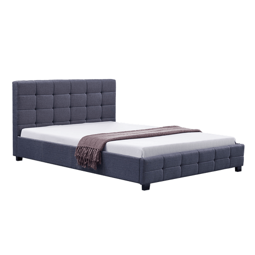 Queen Grey Linen Fabric Deluxe Bed Frame