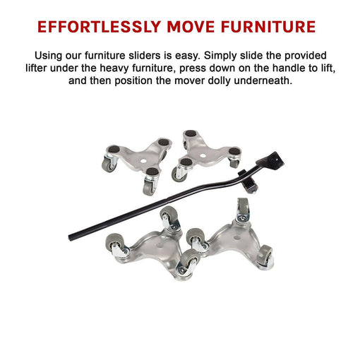 4 X All-purpose Dolly Metal Heavy Duty Furniture Mover Slider Set 