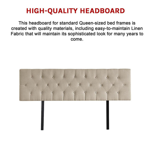 King Linen Fabric Deluxe Headboard Bedhead in Beige