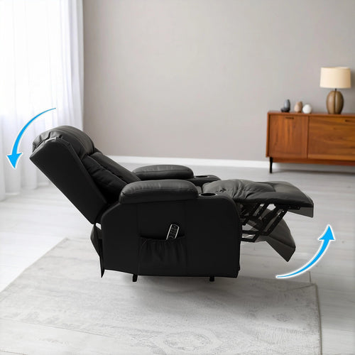 Electric Lift Recliner Chair – Heated Massage PU Leather Armchair with USB